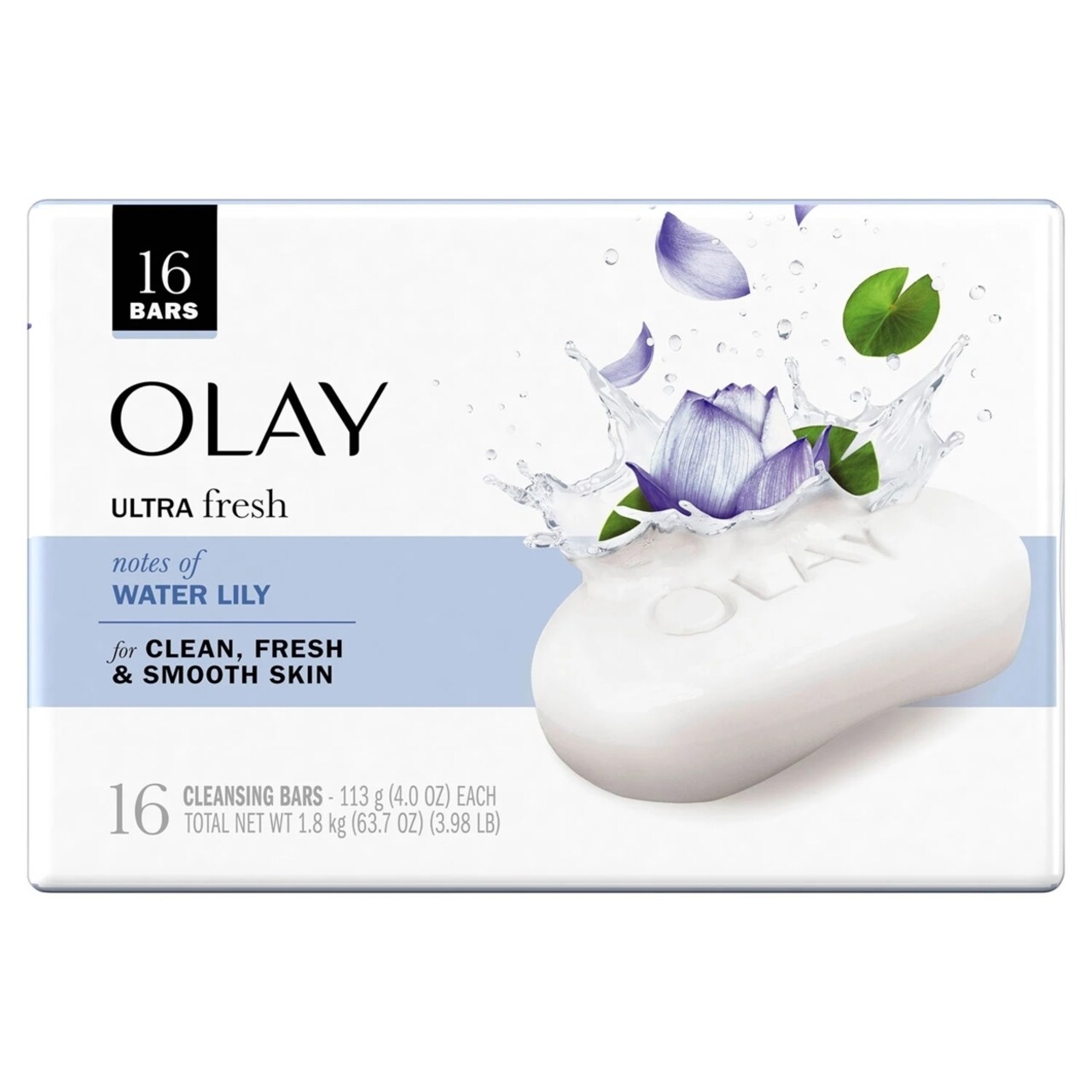 Olay Ultra Fresh Cleansing Bar Soap Water Lily 4 Ounce (Pack of 16)